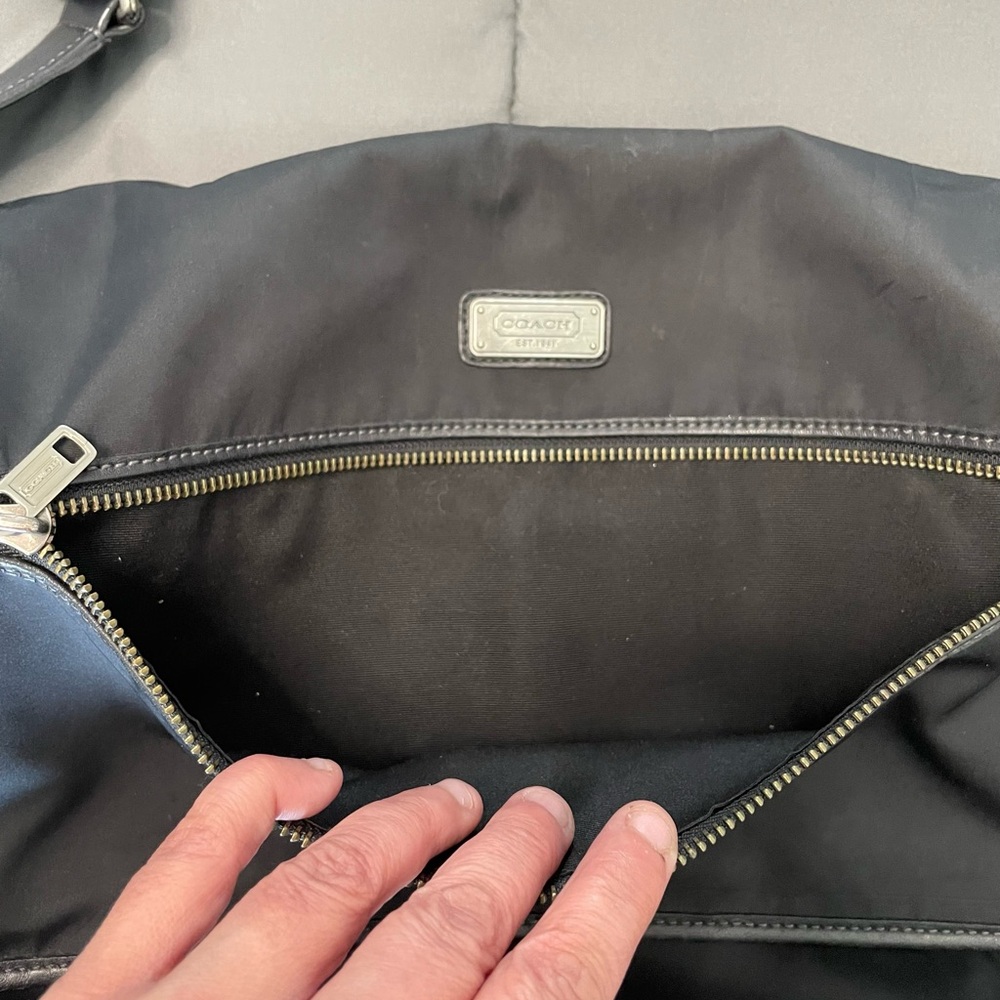 Coach Black Messenger Bag nylon with leather trim - Picture 4 of 12